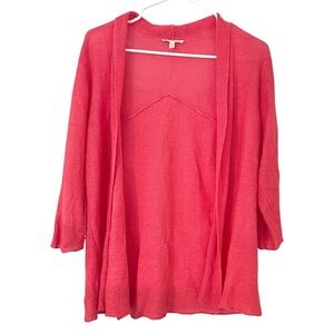 Eileen Fisher Coral Pink 100% Hemp Open front Lightweight Cardigan Size Medium